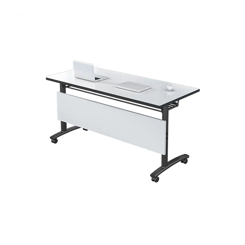 Scrivania rettangolare da ufficio in legno industriale con ruote