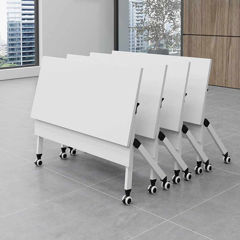 Modern Folding Office Desk with Wheels Manufactured Wood Rectangular Desk Clearhalo 'furn' 'furn_office_desk' 'Furniture' 'Office Desks' 'Office Furniture' 'office_desk' 5454212