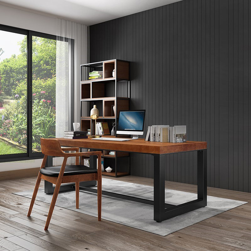 Industrial Rectangular Writing Desk Solid Wood Office Desk for Office Clearhalo 'furn' 'furn_office_desk' 'Furniture' 'Office Desks' 'Office Furniture' 'office_desk' 5454253