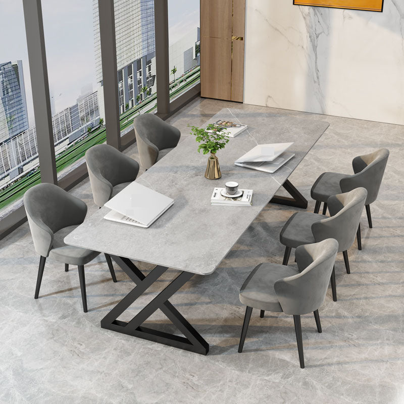 Industrial Rectangular Writing Desk Sintered Stone Office Desk with Metal Base 70.9"L x 31.5"W x 29.5"H Black Clearhalo 'furn' 'furn_office_desk' 'Furniture' 'Office Desks' 'Office Furniture' 'office_desk' 5454281