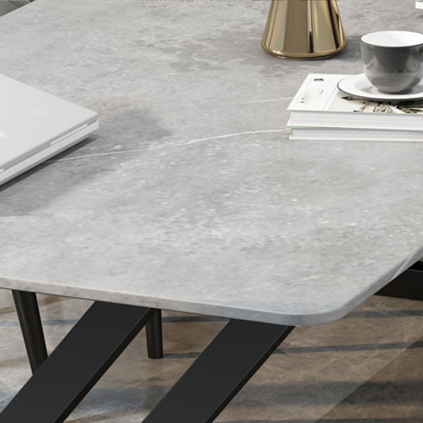 Industrial Rectangular Writing Desk Sintered Stone Office Desk with Metal Base Clearhalo 'furn' 'furn_office_desk' 'Furniture' 'Office Desks' 'Office Furniture' 'office_desk' 5454284