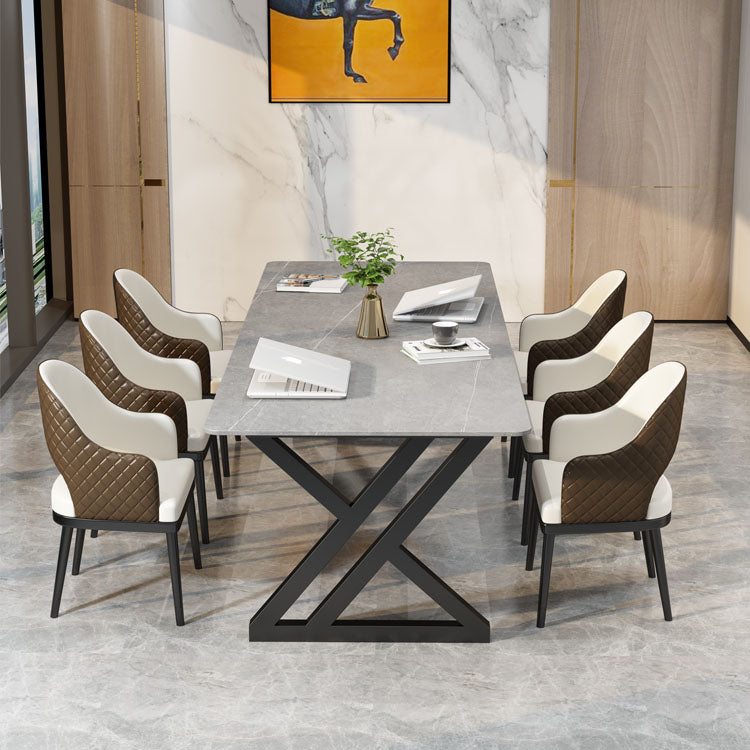 Industrial Rectangular Writing Desk Sintered Stone Office Desk with Metal Base Clearhalo 'furn' 'furn_office_desk' 'Furniture' 'Office Desks' 'Office Furniture' 'office_desk' 5454289