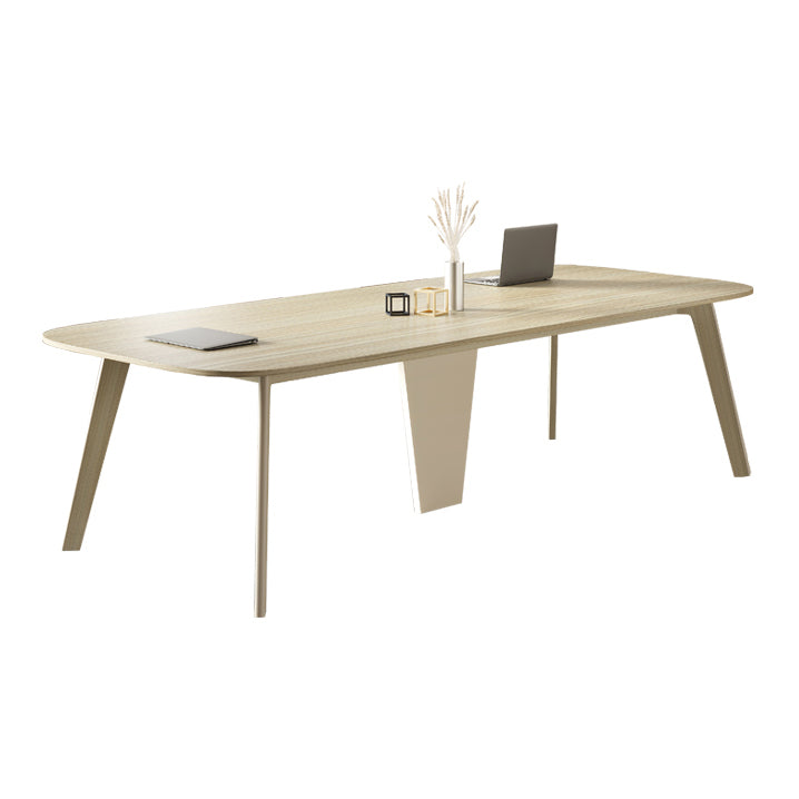 Contemporary Writing Desk Manufactured Wood Base Desk for Office 79"L x 39"W x 29"H Natural Clearhalo 'furn' 'furn_office_desk' 'Furniture' 'Office Desks' 'Office Furniture' 'office_desk' 5454313