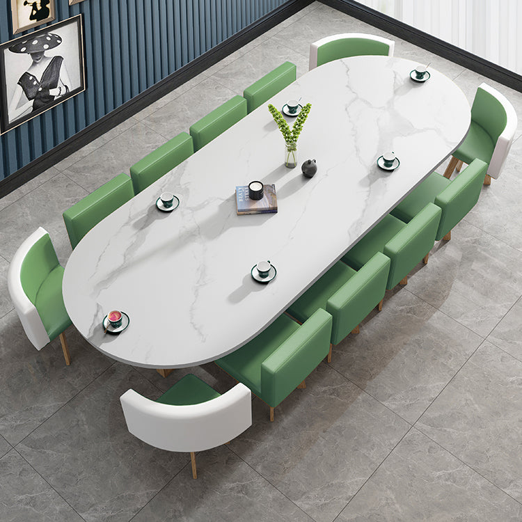 Contemporary Style Office Writing Desk Oval Wooden Writing Desk without Chair 94.5"L x 39.4"W x 29.5"H Natural Wood White Clearhalo 'furn' 'furn_office_desk' 'Furniture' 'Office Desks' 'Office Furniture' 'office_desk' 5454349