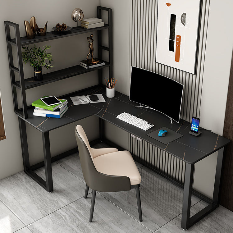 Scrivania per uffici a forma di L in stile moderno Sinterita scritta in pietra senza scaffale