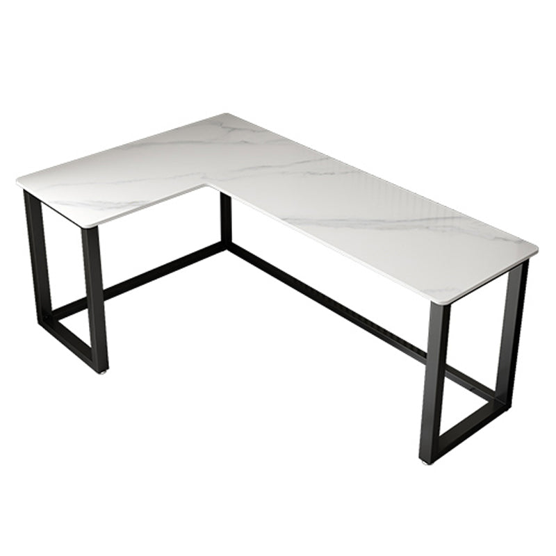Scrivania per uffici a forma di L in stile moderno Sinterita scritta in pietra senza scaffale