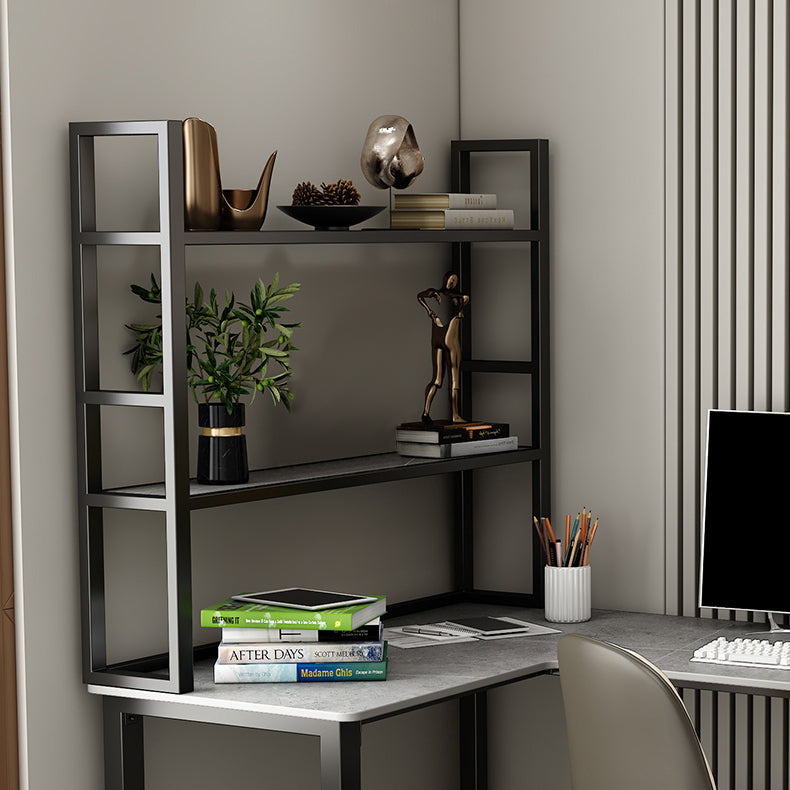 Scrivania per uffici a forma di L in stile moderno Sinterita scritta in pietra senza scaffale