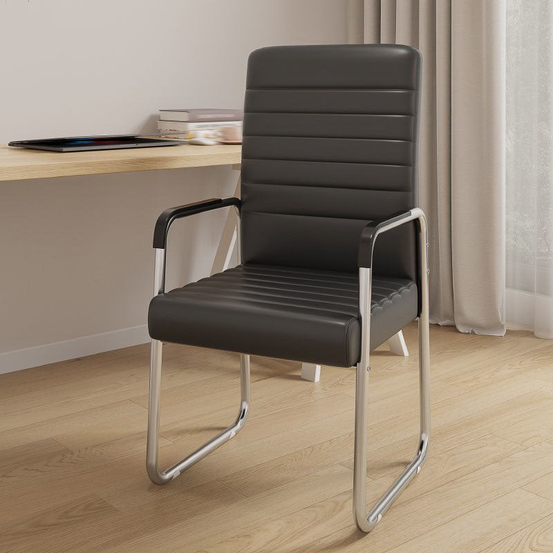 High Back Faux Leather Desk Chair Height-adjustable Office Chair for Home Office Matte Black Without Footrest Sponge Clearhalo 'furn' 'furn_office_chair' 'Furniture' 'Office Chairs' 'Office Furniture' 'office_chair' 5454569