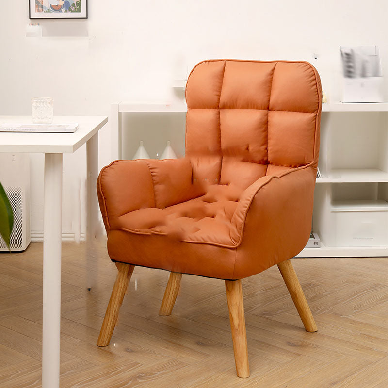 Modern Style Office Chair High Back Upholstered Task Chair with Wooden Base Orange Without Footrest Clearhalo 'furn' 'furn_office_chair' 'Furniture' 'Office Chairs' 'Office Furniture' 'office_chair' 5454622