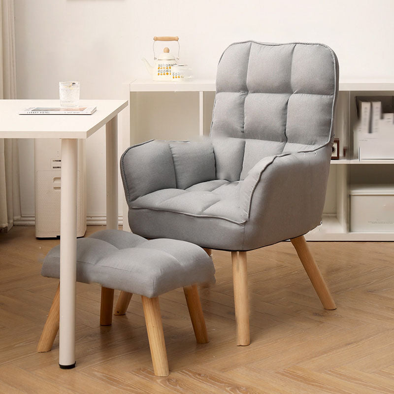 Modern Style Office Chair High Back Upholstered Task Chair with Wooden Base Light Grey With Footrest Clearhalo 'furn' 'furn_office_chair' 'Furniture' 'Office Chairs' 'Office Furniture' 'office_chair' 5454627