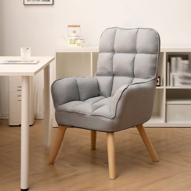 Modern Style Office Chair High Back Upholstered Task Chair with Wooden Base Light Grey Without Footrest Clearhalo 'furn' 'furn_office_chair' 'Furniture' 'Office Chairs' 'Office Furniture' 'office_chair' 5454634