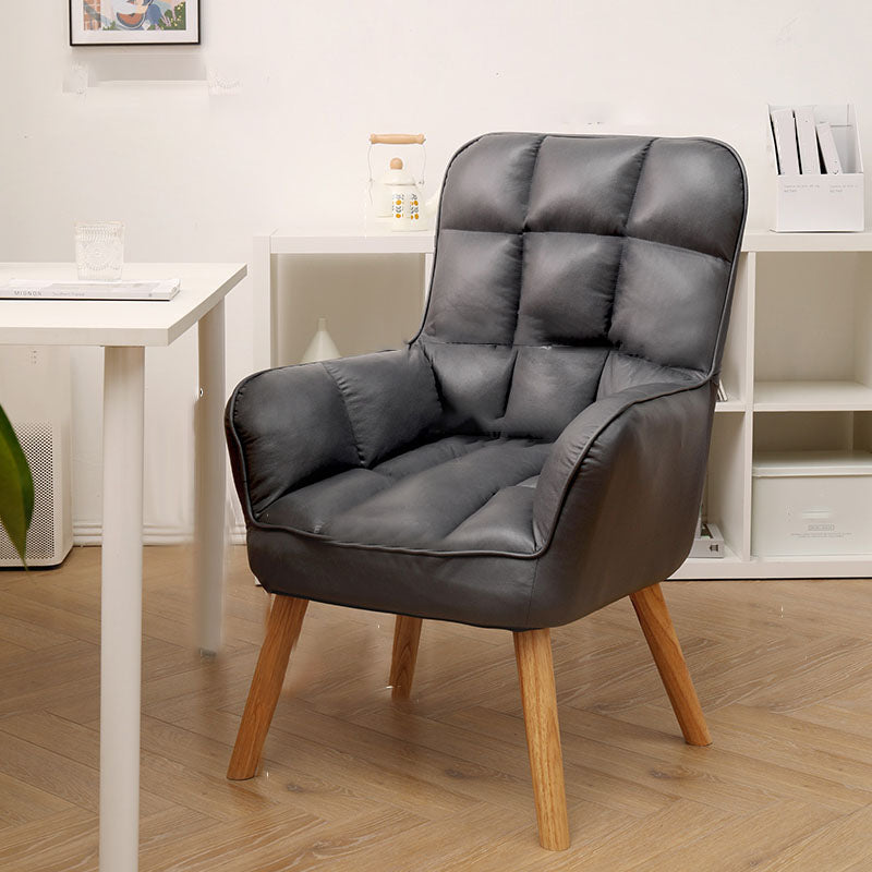 Modern Style Office Chair High Back Upholstered Task Chair with Wooden Base Dark Gray Without Footrest Clearhalo 'furn' 'furn_office_chair' 'Furniture' 'Office Chairs' 'Office Furniture' 'office_chair' 5454636