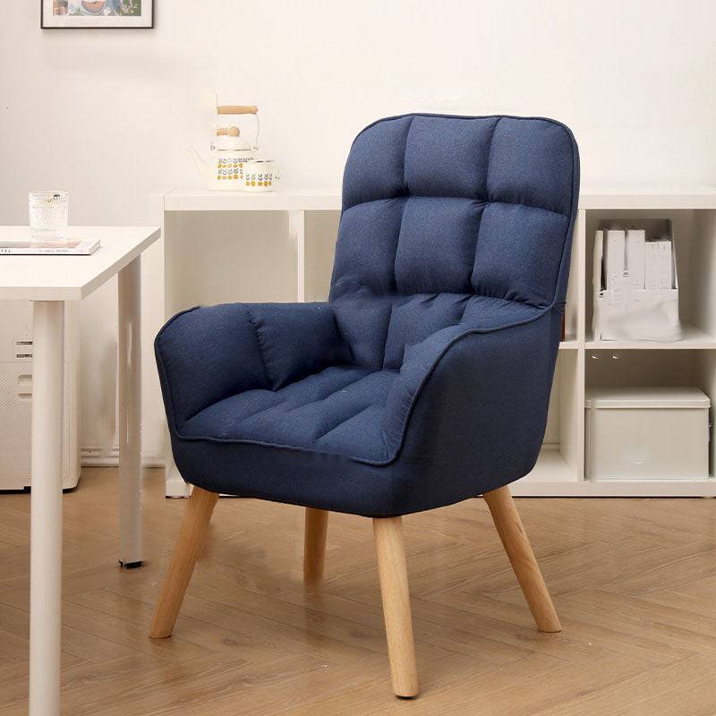 Modern Style Office Chair High Back Upholstered Task Chair with Wooden Base Blue Without Footrest Clearhalo 'furn' 'furn_office_chair' 'Furniture' 'Office Chairs' 'Office Furniture' 'office_chair' 5454640