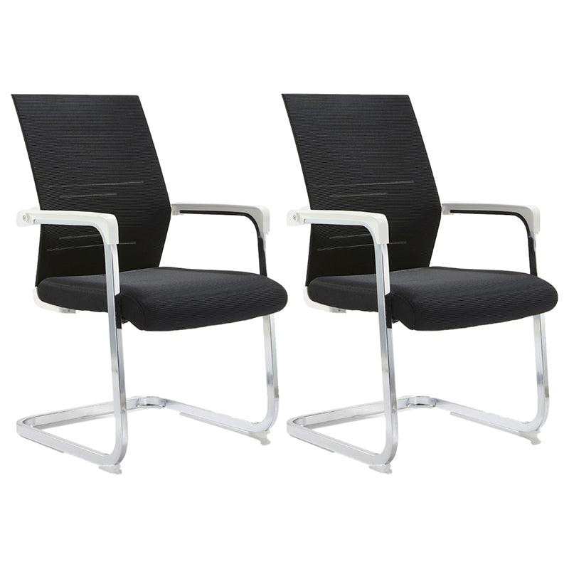 Mesh Mid Back Desk Chair Contemporary Style Fixed Arms Office Chair Black-White 2 Piece Set Clearhalo 'furn' 'furn_office_chair' 'Furniture' 'Office Chairs' 'Office Furniture' 'office_chair' 5454841