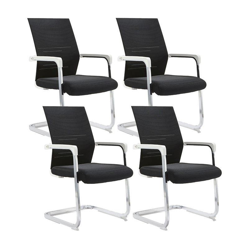 Mesh Mid Back Desk Chair Contemporary Style Fixed Arms Office Chair Black-White 4 Piece Set Clearhalo 'furn' 'furn_office_chair' 'Furniture' 'Office Chairs' 'Office Furniture' 'office_chair' 5454842