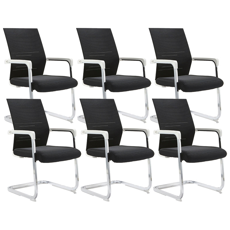 Mesh Mid Back Desk Chair Contemporary Style Fixed Arms Office Chair Black-White 6 Piece Set Clearhalo 'furn' 'furn_office_chair' 'Furniture' 'Office Chairs' 'Office Furniture' 'office_chair' 5454845
