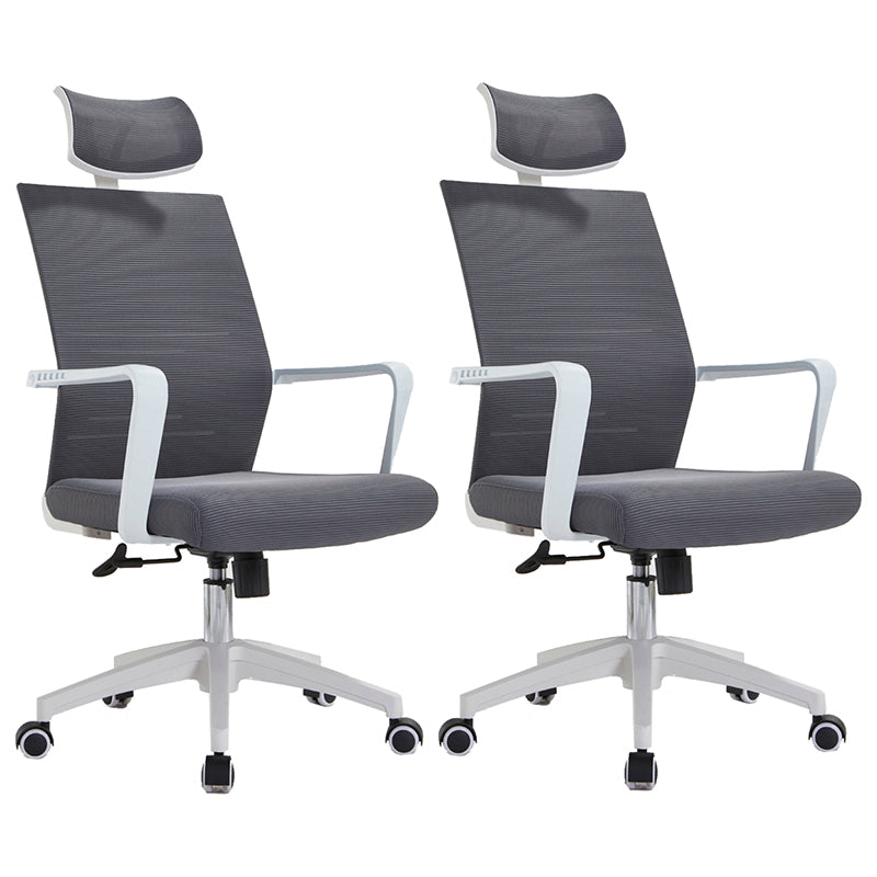 Mesh Mid Back Desk Chair Contemporary Style Fixed Arms Office Chair Grey 2 Piece Set Clearhalo 'furn' 'furn_office_chair' 'Furniture' 'Office Chairs' 'Office Furniture' 'office_chair' 5454847