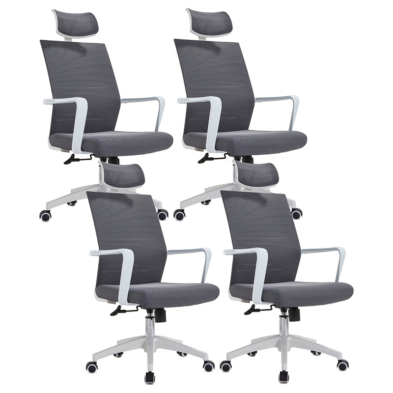 Mesh Mid Back Desk Chair Contemporary Style Fixed Arms Office Chair Grey 4 Piece Set Clearhalo 'furn' 'furn_office_chair' 'Furniture' 'Office Chairs' 'Office Furniture' 'office_chair' 5454849
