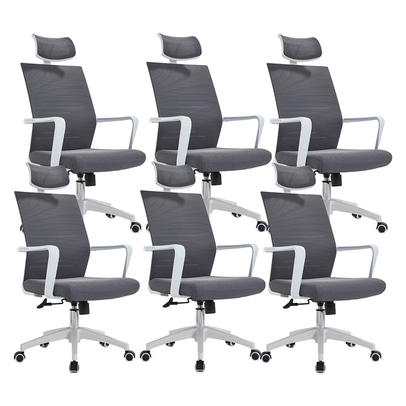 Mesh Mid Back Desk Chair Contemporary Style Fixed Arms Office Chair Grey 6 Piece Set Clearhalo 'furn' 'furn_office_chair' 'Furniture' 'Office Chairs' 'Office Furniture' 'office_chair' 5454851