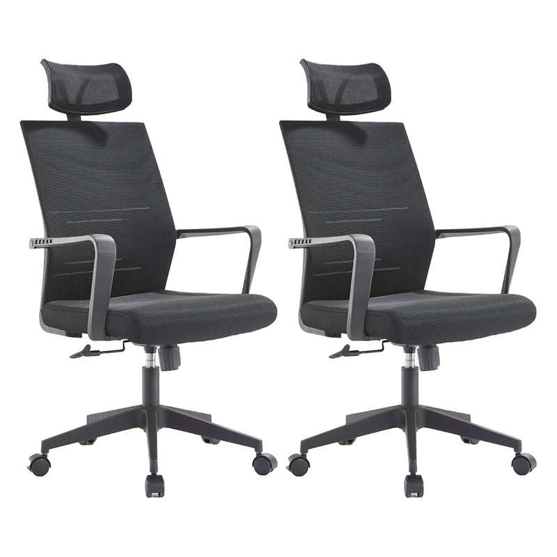 Mesh Mid Back Desk Chair Contemporary Style Fixed Arms Office Chair Textured Black 2 Piece Set Clearhalo 'furn' 'furn_office_chair' 'Furniture' 'Office Chairs' 'Office Furniture' 'office_chair' 5454853