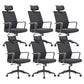 Mesh Mid Back Desk Chair Contemporary Style Fixed Arms Office Chair Matte Black 6 Piece Set Clearhalo 'furn' 'furn_office_chair' 'Furniture' 'Office Chairs' 'Office Furniture' 'office_chair' 5454855