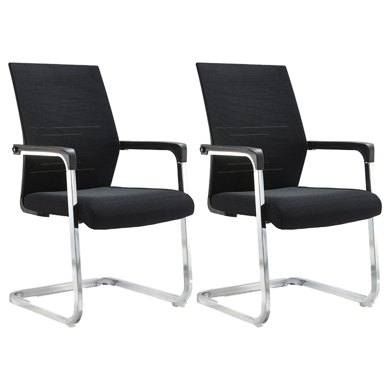 Mesh Mid Back Desk Chair Contemporary Style Fixed Arms Office Chair 2 Piece Set Clearhalo 'furn' 'furn_office_chair' 'Furniture' 'Office Chairs' 'Office Furniture' 'office_chair' 5454856