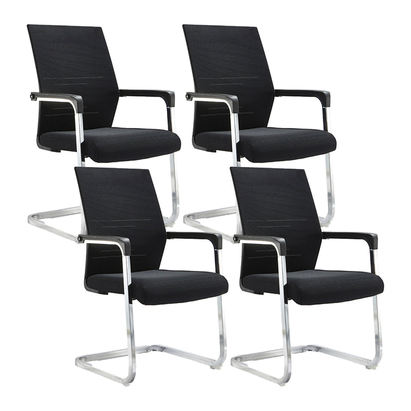 Mesh Mid Back Desk Chair Contemporary Style Fixed Arms Office Chair Cream Gray 4 Piece Set Clearhalo 'furn' 'furn_office_chair' 'Furniture' 'Office Chairs' 'Office Furniture' 'office_chair' 5454857