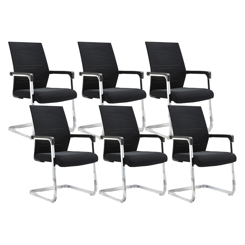 Mesh Mid Back Desk Chair Contemporary Style Fixed Arms Office Chair Cream Gray 6 Piece Set Clearhalo 'furn' 'furn_office_chair' 'Furniture' 'Office Chairs' 'Office Furniture' 'office_chair' 5454858