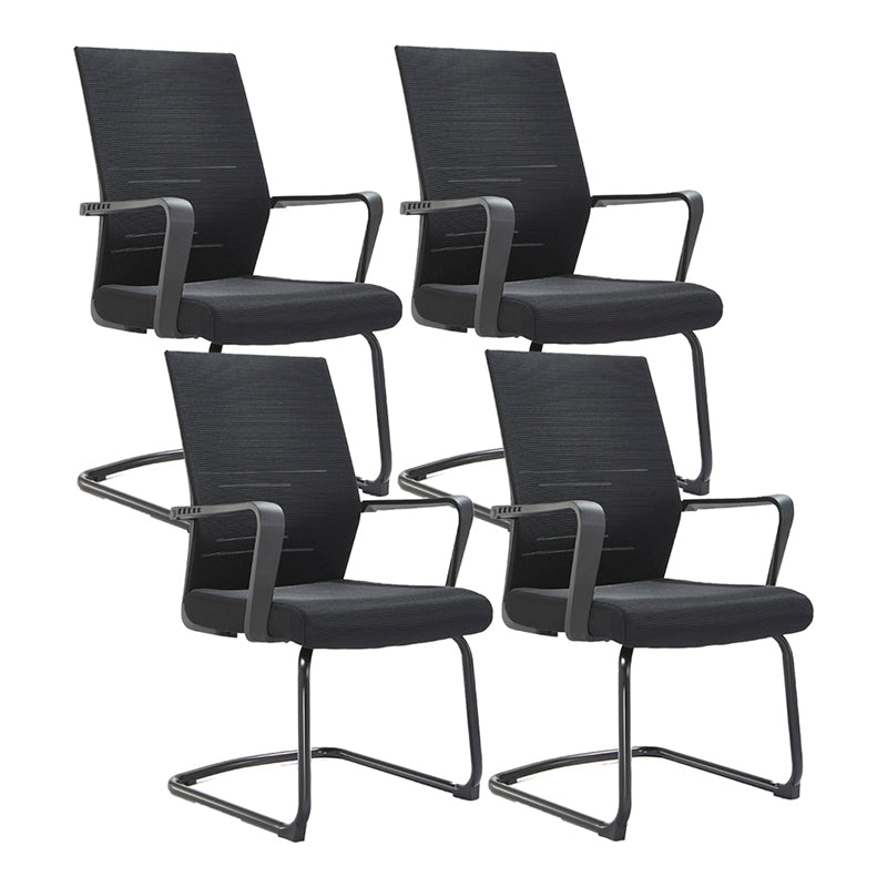 Mesh Mid Back Desk Chair Contemporary Style Fixed Arms Office Chair Smoke Gray 4 Piece Set Clearhalo 'furn' 'furn_office_chair' 'Furniture' 'Office Chairs' 'Office Furniture' 'office_chair' 5454860