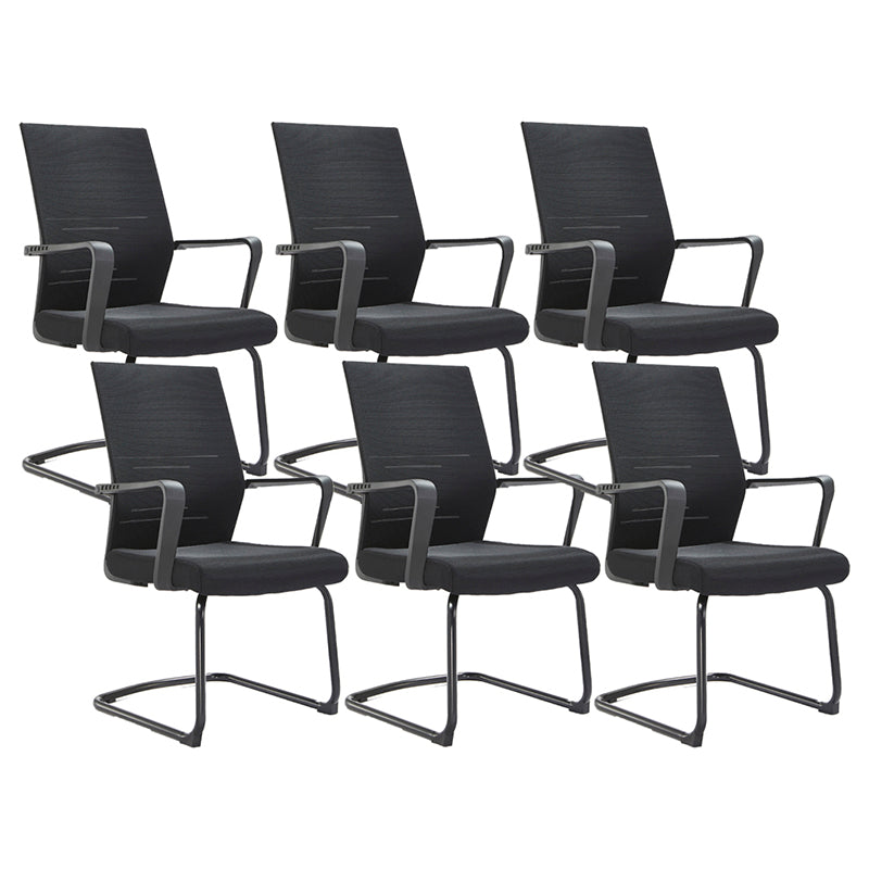 Mesh Mid Back Desk Chair Contemporary Style Fixed Arms Office Chair Smoke Gray 6 Piece Set Clearhalo 'furn' 'furn_office_chair' 'Furniture' 'Office Chairs' 'Office Furniture' 'office_chair' 5454861