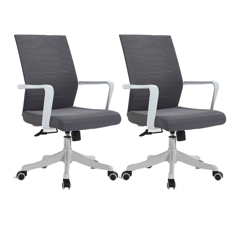 Mesh Mid Back Desk Chair Contemporary Style Fixed Arms Office Chair Light Gray 2 Piece Set Clearhalo 'furn' 'furn_office_chair' 'Furniture' 'Office Chairs' 'Office Furniture' 'office_chair' 5454864