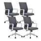 Mesh Mid Back Desk Chair Contemporary Style Fixed Arms Office Chair Light Gray 4 Piece Set Clearhalo 'furn' 'furn_office_chair' 'Furniture' 'Office Chairs' 'Office Furniture' 'office_chair' 5454865