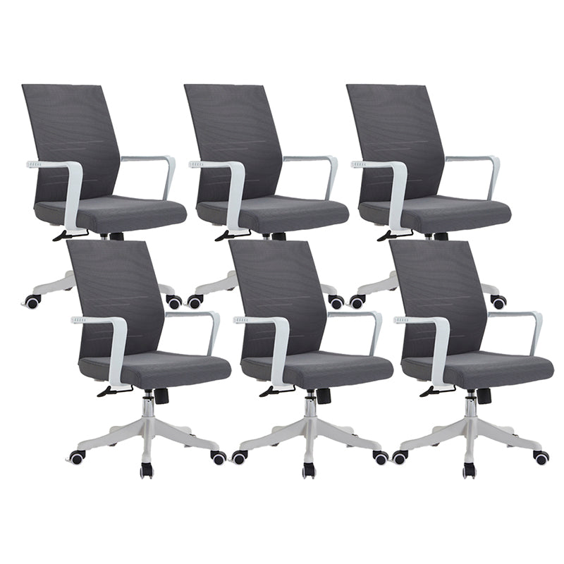 Mesh Mid Back Desk Chair Contemporary Style Fixed Arms Office Chair Light Gray 6 Piece Set Clearhalo 'furn' 'furn_office_chair' 'Furniture' 'Office Chairs' 'Office Furniture' 'office_chair' 5454866