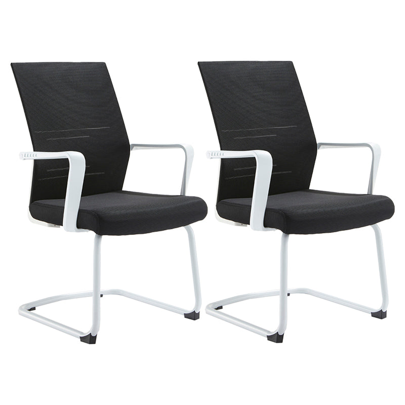 Mesh Mid Back Desk Chair Contemporary Style Fixed Arms Office Chair Black White 2 Piece Set Clearhalo 'furn' 'furn_office_chair' 'Furniture' 'Office Chairs' 'Office Furniture' 'office_chair' 5454867