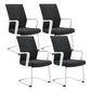 Mesh Mid Back Desk Chair Contemporary Style Fixed Arms Office Chair Black White 4 Piece Set Clearhalo 'furn' 'furn_office_chair' 'Furniture' 'Office Chairs' 'Office Furniture' 'office_chair' 5454868