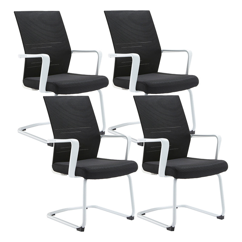 Mesh Mid Back Desk Chair Contemporary Style Fixed Arms Office Chair Black White 4 Piece Set Clearhalo 'furn' 'furn_office_chair' 'Furniture' 'Office Chairs' 'Office Furniture' 'office_chair' 5454868