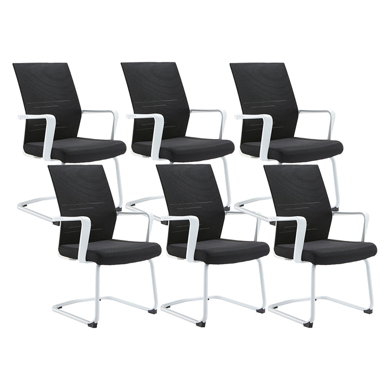 Mesh Mid Back Desk Chair Contemporary Style Fixed Arms Office Chair Black White 6 Piece Set Clearhalo 'furn' 'furn_office_chair' 'Furniture' 'Office Chairs' 'Office Furniture' 'office_chair' 5454869