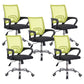 Middle Back Office Chair with Mesh and Sponge Cushion Fixed Arm Chair Green 5 Piece Set Clearhalo 'furn' 'furn_office_chair' 'Furniture' 'Office Chairs' 'Office Furniture' 'office_chair' 5454882