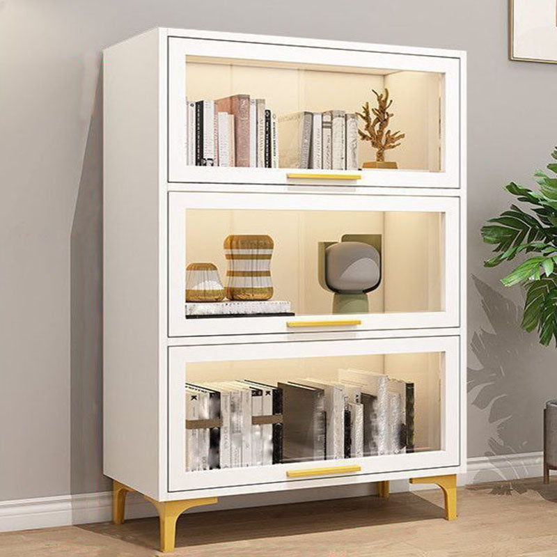 Modern Bookcase Closed Back Bookshelf with Door for Home Office