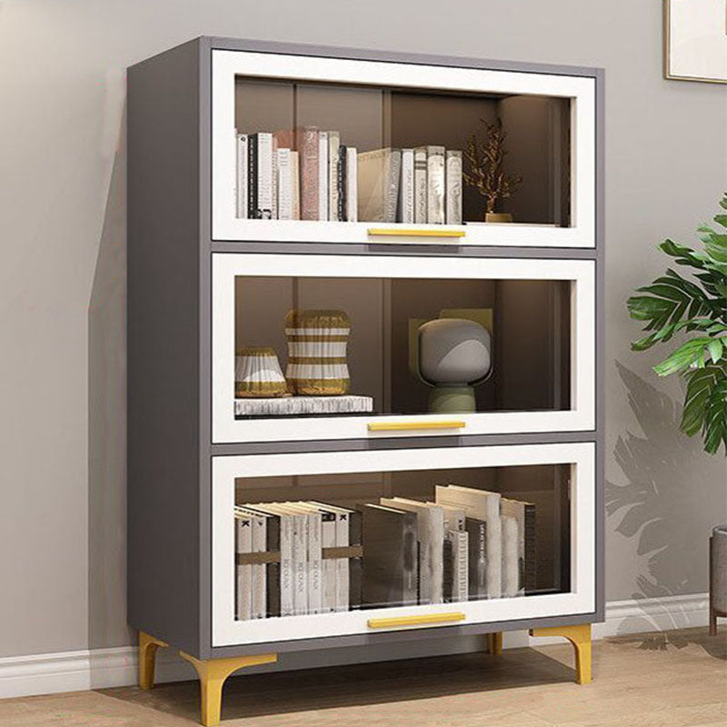 Modern Bookcase Closed Back Bookshelf with Door for Home Office