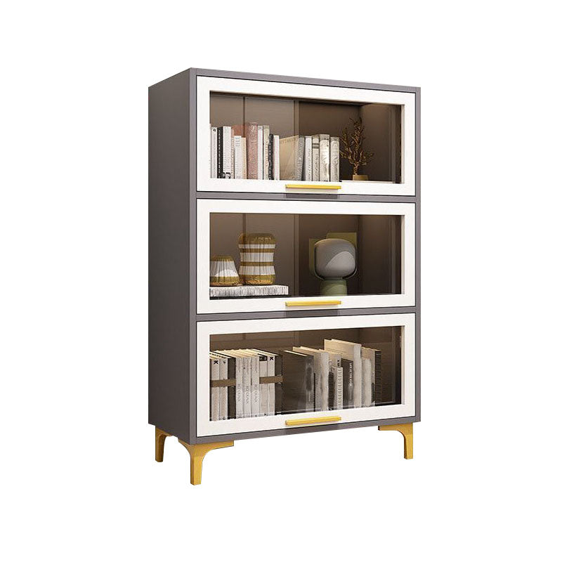 Modern Bookcase Closed Back Bookshelf with Door for Home Office