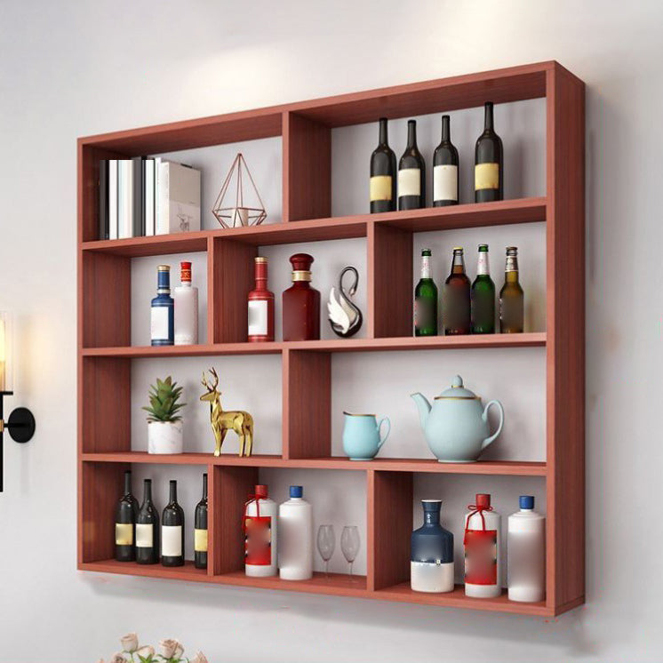 Contemporary Floating Bookshelf Wall Mounted Manufactured Wood Bookcase 47.2"L x 5.9"W x 51.2"H Walnut Clearhalo 'Bookcases' 'furn' 'furn_bookcases' 'Furniture' 'Office Furniture' 5455378