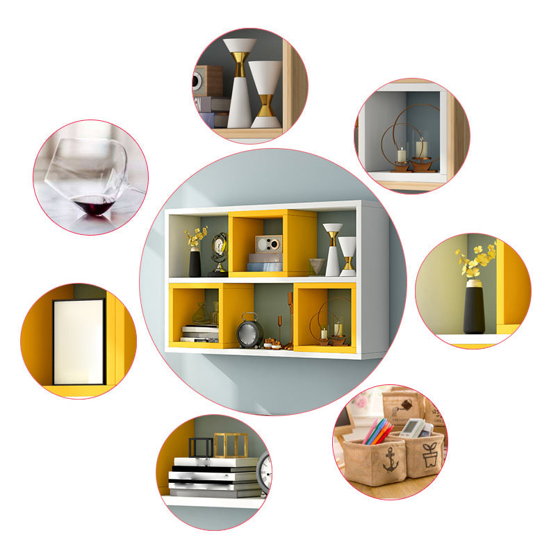 Modern Artificial Wood Bookcase Wall Mounted Bookshelf for Any Room