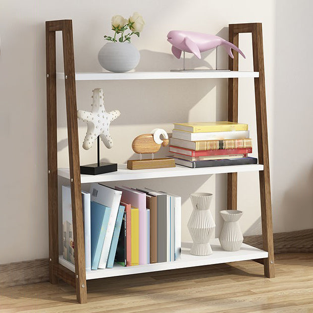 Modern Solid Wood Bookcase Ladder Bookshelf for Any Room, 12" W 27.6"L x 11.8"W x 35.4"H Walnut Clearhalo 'Bookcases' 'furn' 'furn_bookcases' 'Furniture' 'Office Furniture' 5455420