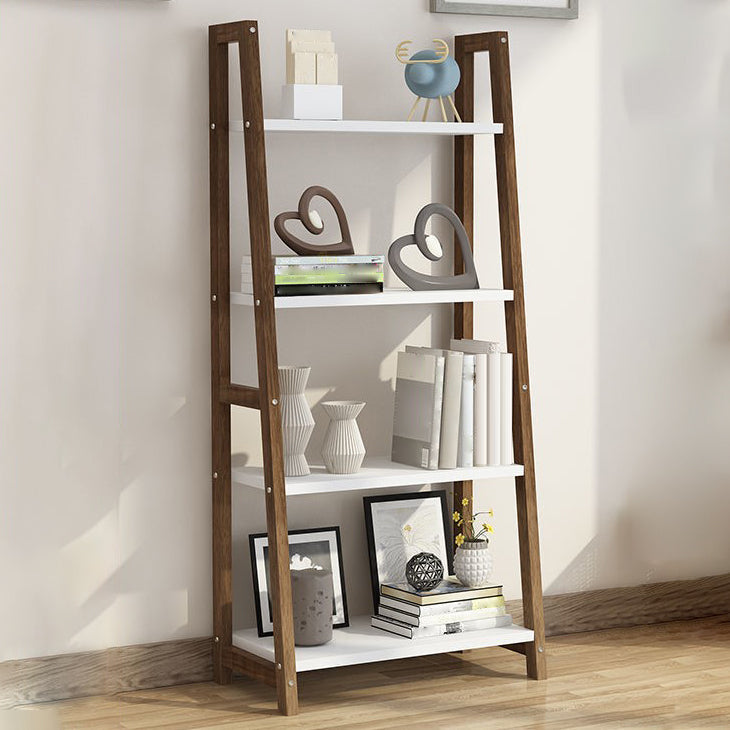 Modern Solid Wood Bookcase Ladder Bookshelf for Any Room, 12" W 19.7"L x 11.8"W x 43.3"H Walnut Clearhalo 'Bookcases' 'furn' 'furn_bookcases' 'Furniture' 'Office Furniture' 5455422
