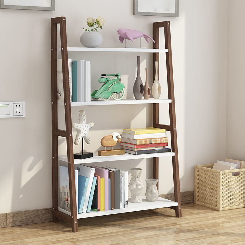 Modern Solid Wood Bookcase Ladder Bookshelf for Any Room, 12" W 27.6"L x 11.8"W x 43.3"H Walnut Clearhalo 'Bookcases' 'furn' 'furn_bookcases' 'Furniture' 'Office Furniture' 5455426