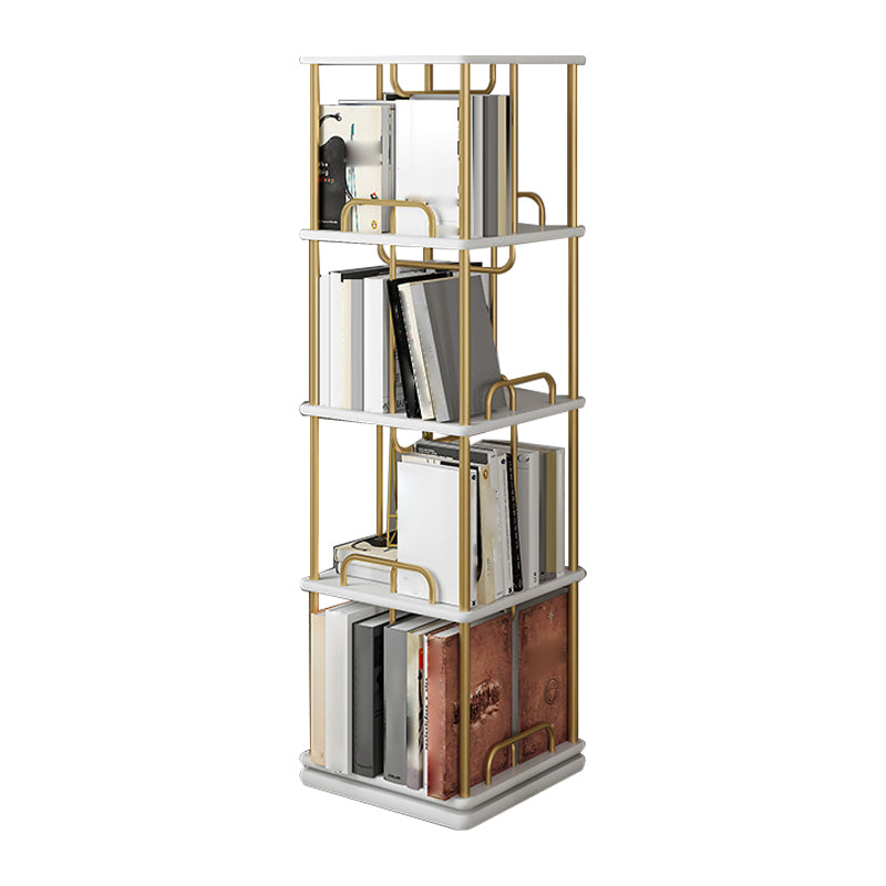 Nordic Geometric Bookcase Rotatable Study Room Storage Bookshelf 15.7"L x 15.7"W x 55.4"H White Clearhalo 'Bookcases' 'furn' 'furn_bookcases' 'Furniture' 'Office Furniture' 5455443