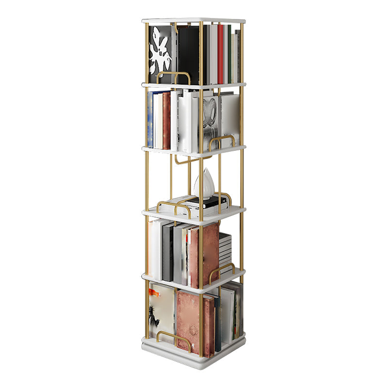 Nordic Geometric Bookcase Rotatable Study Room Storage Bookshelf 15.7"L x 15.7"W x 68.7"H White Clearhalo 'Bookcases' 'furn' 'furn_bookcases' 'Furniture' 'Office Furniture' 5455447