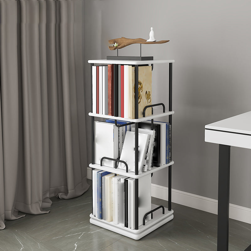 Nordic Geometric Bookcase Rotatable Study Room Storage Bookshelf 15.7"L x 15.7"W x 42.1"H White-Black Clearhalo 'Bookcases' 'furn' 'furn_bookcases' 'Furniture' 'Office Furniture' 5455450