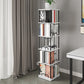 Nordic Geometric Bookcase Rotatable Study Room Storage Bookshelf 15.7"L x 15.7"W x 68.7"H White-Black Clearhalo 'Bookcases' 'furn' 'furn_bookcases' 'Furniture' 'Office Furniture' 5455453